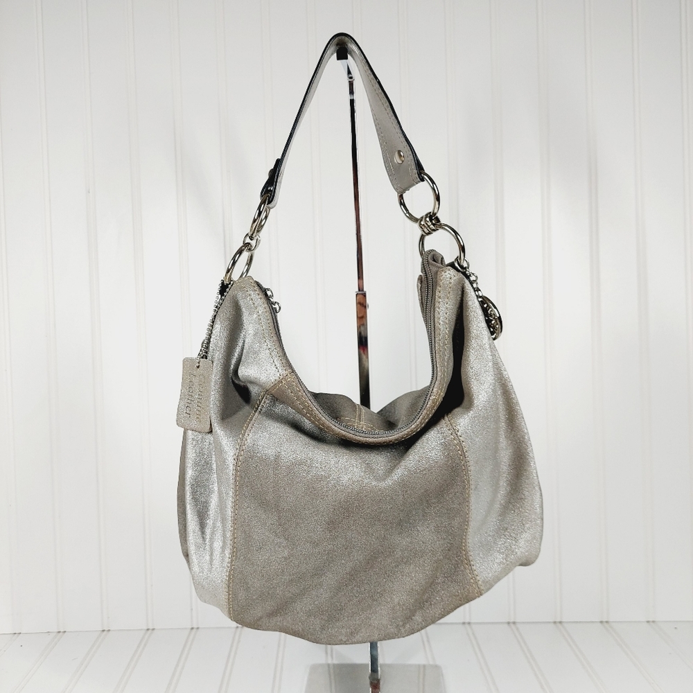 Solina Leather Silver Grey  Leather Hobo Handbag 0290